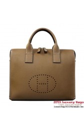 Designer Fake Hermes Mens Briefcase Calf Leather H1289A Khaki PY1858qx37