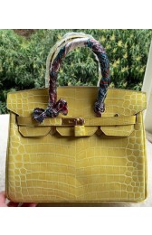 Designer Hermes Birkin 25CM Tote Bag Croco Leather H25TCO Yellow PY1135eL18