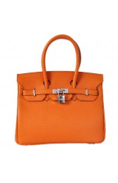 Fake Hermes Birkin 25CM Tote Bags Togo Leather Orange Silver PY2010Sq37