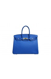 Fake Hermes Kelly 35cm Top Handle Bag Blue Ostrich Leather Gold PY1827zR45