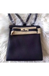 Fake Hermes Kelly Ado Backpack H2398 Black PY681tp14