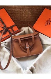 Fashion Hermes Original Halzan mini bag H069523 brown PY719ur96