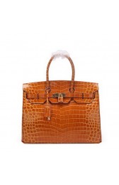 First-class Quality Hermes Birkin 35CM Tote Bag Wheat Iridescent Croco Leather Gold PY1467xO55