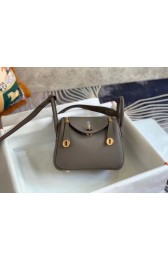 First-class Quality Hermes mini Lindy Original Togo Leather Bag OLD19 dark grey PY411fm32