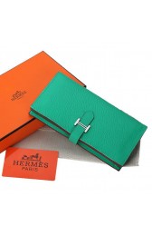 Hermes Bearn Japonaise Bi-Fold Wallet Grainy Leather A208 Light Green PY2201sY95