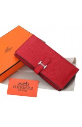 Hermes Bearn Japonaise Bi-Fold Wallet Grainy Leather A208 Red PY2203vK93