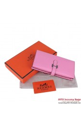 Hermes Bearn Japonaise Clemence Leather Wallet H005 Pink PY2278sf78