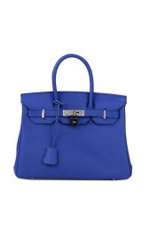 Hermes Birkin 30CM Tote Bag Blue Original Leather H30 Silver PY1691hn36