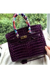 Hermes Birkin 30CM Tote Bags Croco Leather H30CO Purple PY1265JQ80