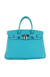 Hermes Birkin 30CM Tote Bags Light BLue Grainy Leather Silver PY1586BR87