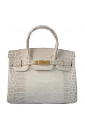 Hermes Birkin 30CM Tote Bags OffWhite Croco Leather Gold PY1623JB76