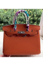 Hermes Birkin 30CM Tote Bags Orange Calfskin Leather BK30 Silver PY1120us64