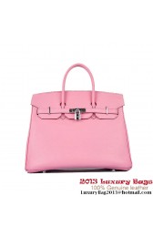 Hermes Birkin 35CM Pink Clafskin Leather Tote Bag Silver PY1918QN24