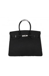 Hermes Birkin 35CM Tote Bag Black Clemence Leather H35 Silver PY1785tH43