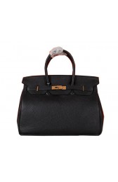 Hermes Birkin 35CM Tote Bag Black Original Grainy Leather H35 Gold PY1685nV16