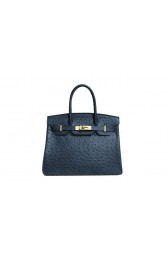 Hermes Birkin 35CM Tote Bag Dark Blue Ostrich Leather BK35 Gold PY1790TV86