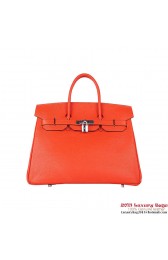 Hermes Birkin 35CM Tote Bag Orange Clemence Leather H6089 Silver PY1888Oe12