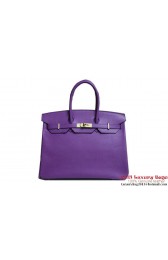 Hermes Birkin 35CM Tote Bag Purple Clemence Leather H6089 Gold PY1871Sy67