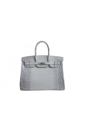 Hermes Birkin 35CM Tote Bag White Croco Leather H35 Silver PY1751jC82