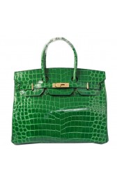 Hermes Birkin 35CM Tote Bags Green Iridescent Croco Leather Gold PY1606JQ80