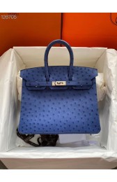 Hermes Birkin Bag Original Leather Ostrich Skin HBK2530 Dark Blue PY468Mc61