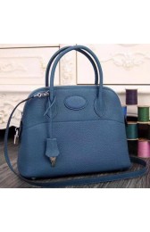 Hermes Bolide 37CM Calfskin Leather Tote Bag B1004 Blue PY1073ho15