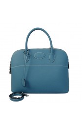 Hermes Bolide 37CM Tote Bags Calf Leather Blue PY1815xy73