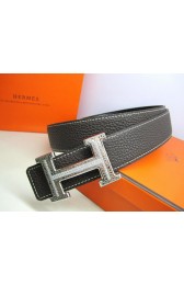 Hermes Calf Leather Diamond Belt HB118 Black Silver PY3817EB28