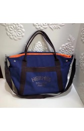 Hermes Canvas Shopping Bag H0734 blue PY732ho15