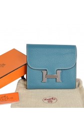 Hermes Constance Togo Leather Wallets A608 Blue PY2309Rk60