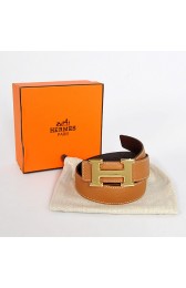 Hermes Dark Brown Bovine Jugular Veins Belt HR1008A Gold PY3759io40