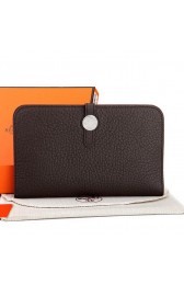 Hermes Dogon Combined Wallet A508 Dark Brown PY2271sg71