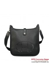 Hermes Evelyn Bag Original Calf Leather H1608 Black PY1862vK93