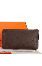 Hermes Evelyn Long Zip Wallet A808 Brown PY2263PC54