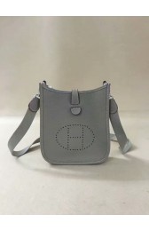 Hermes Evelyne original togo leather mini Shoulder Bag H15698 light grey PY461pB23