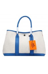 Hermes Garden Party 30cm Tote Bag Canvas Blue PY1378OR71