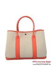 Hermes Garden Party 36CM Bag Canvas Leather A1288 Light Red PY1866ag52