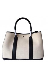 Hermes Garden Party 36CM Bag Canvas Leather H11M Black&White PY1511jB82