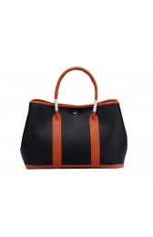 Hermes Garden Party 36cm Tote Bag Grainy Leather Black&Orange PY1365Ha32