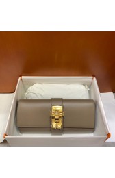 Hermes H Medor swift Leather Clutch 37566 gray&Gold hardware PY128QS83