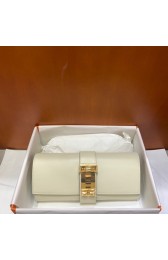 Hermes H Medor swift Leather Clutch 37566 white&Gold hardware PY131dA83