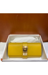 Hermes H Medor swift Leather Clutch 37566 yellow&Gold hardware PY129dC47