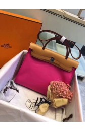 Hermes Herbag 31CM Original Canvas Leather & Calfskin 45987 Pink&Brown PY815lu18