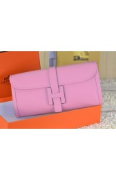 Hermes Jige Clutch Bag Calfskin Leather Pink PY1514bW68