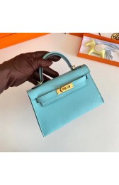 Hermes Kelly 19cm Shoulder Bags Epsom Leather KL19 Gold hardware sky blue PY187vX33