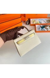 Hermes Kelly 19cm Shoulder Bags Epsom Leather KL19 Silver hardware Cream&yellow PY216jo45