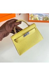 Hermes Kelly 19cm Shoulder Bags Epsom Leather KL19 Silver hardware lemon PY192KV49