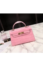 Hermes Kelly 19cm Tote Bag crocodile Leather KL19 pink PY763EW67