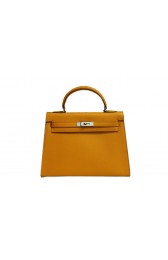 Hermes Kelly 32cm Shoulder Bag Yellow Saffiano Leather K32 Silver PY1800rf34