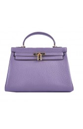 Hermes Kelly 32cm Shoulder Bags Lavender Grainy Leather Gold PY1581PC54